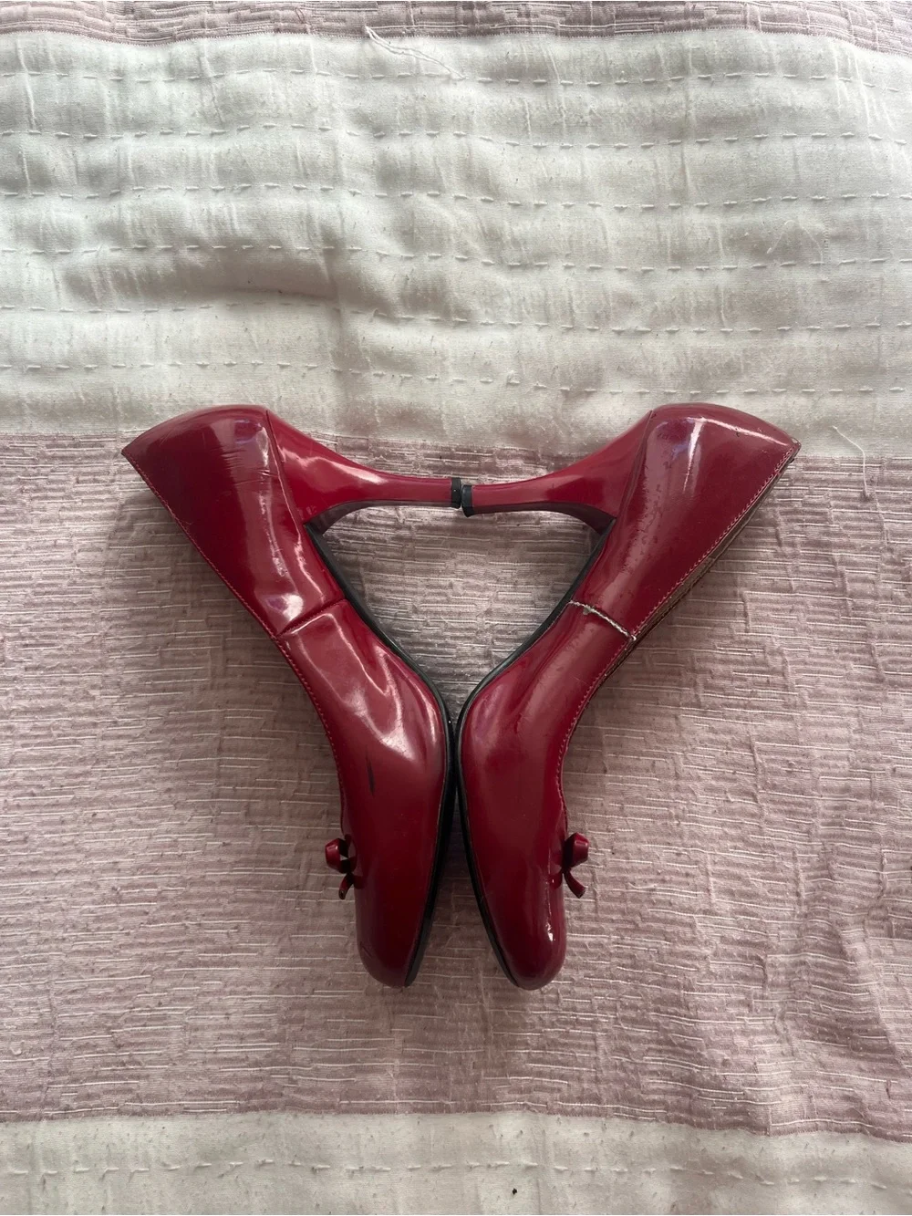 Y2K 2000s style Burgundy Red Kitten Heel Pumps Candies Size 6